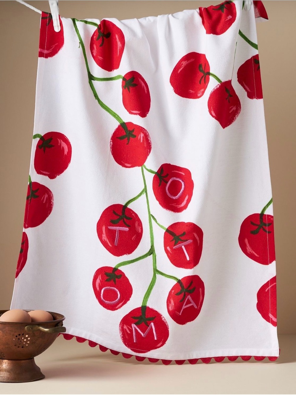 NWT Anthropologie Anthropologie Phthalo Ruth Tomato Cotton Dish Tea Towel